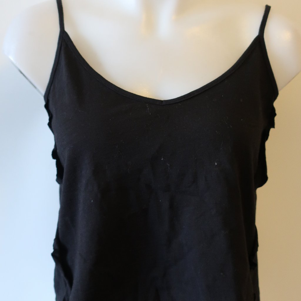 Roi Black Adjustable Back Tie Strap Tank Top Xs *